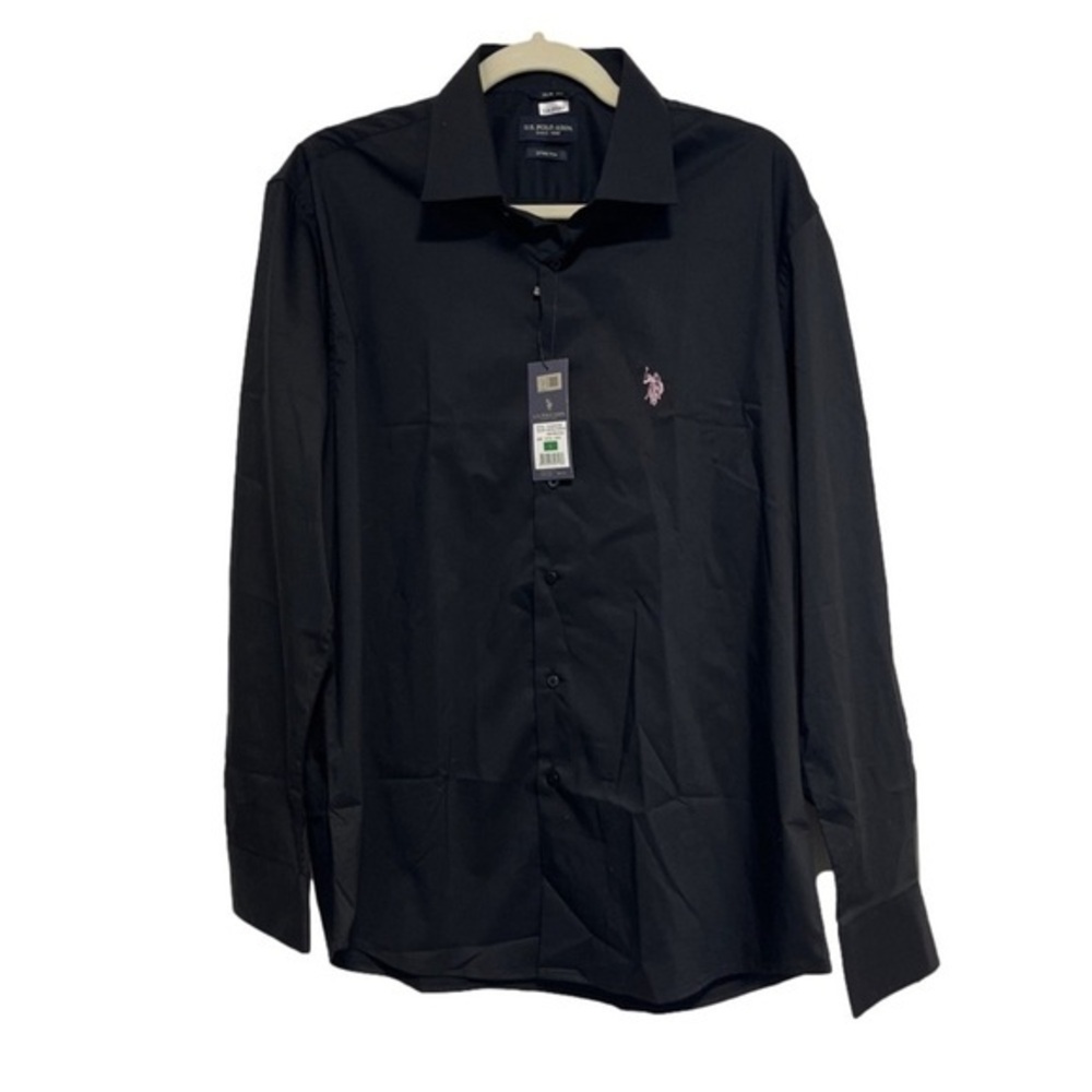 ⭐️ NWT- Polo Assassin black long-sleeve slim-fit stretch button-down shirt- LRG
